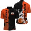 Black And Orange Flame Bowling Shirts For Men Bowling Ball Pins Heartbeat Team Bowling Shirts, Custom Bowling Team Jersey Shirt