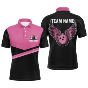 Black And Pink Mens Bowling Polo Shirts&hellip;