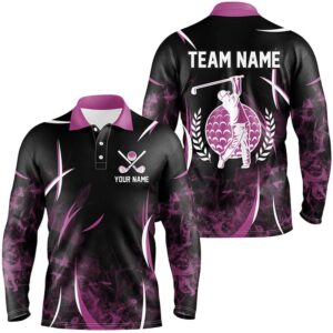 Black And Pink Smoke Pattern Men Golf Polo Shirts Custom Golf Clothes For Men Golf Polo Shirt Golf Shirts 2 alvgsa.jpg