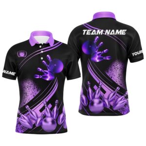 Black And Purple Mens Bowling Shirts Custom&hellip;