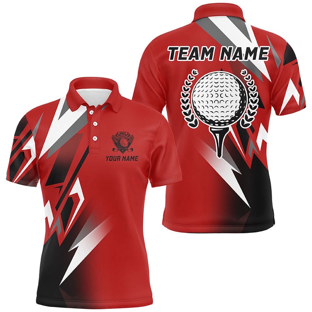 Black And Red Golf Ball Men’s Golf Polo Shirt Custom Golf Shirt For Men, Cool Golf Gifts, Golf Polo Shirt, Golf Shirts