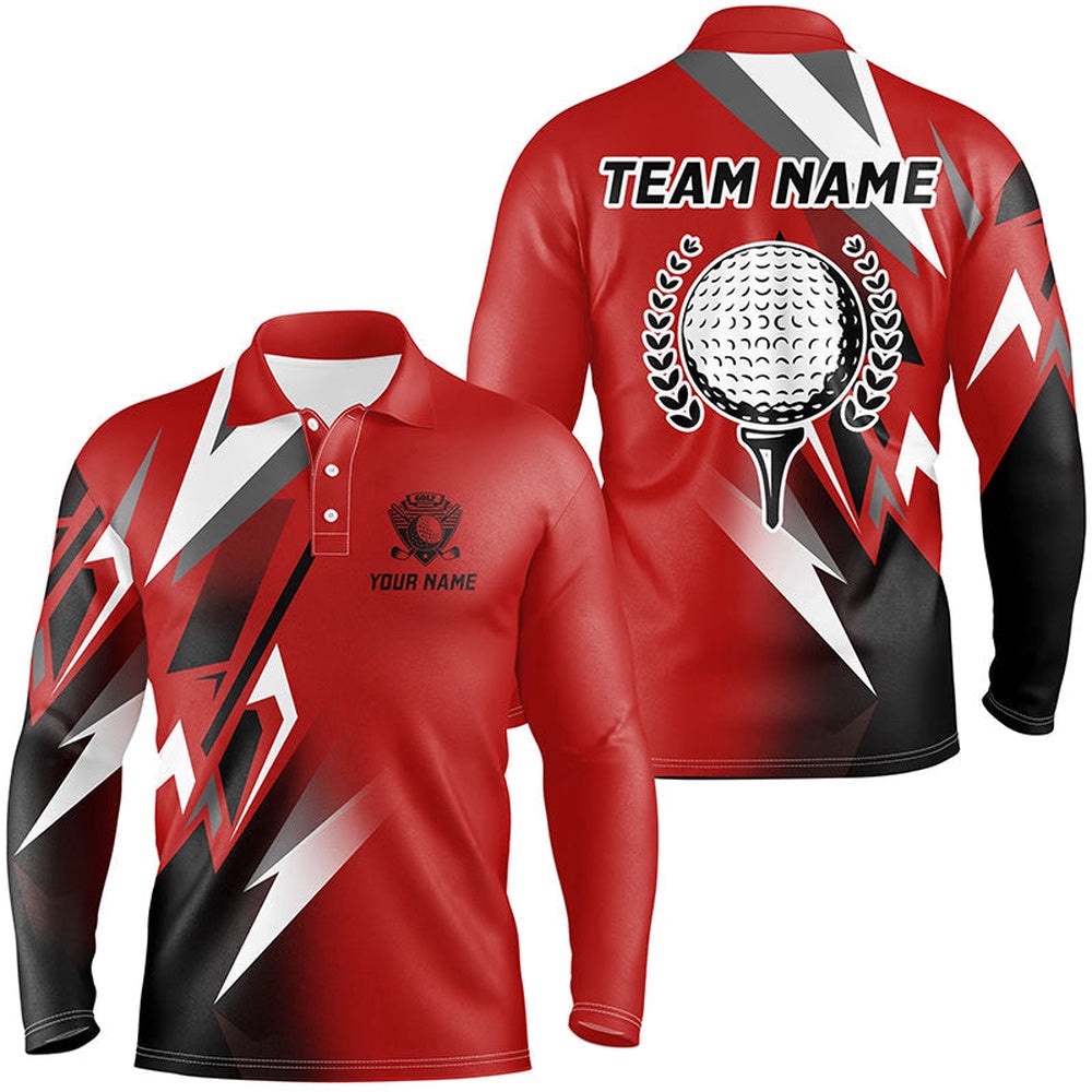 Black And Red Golf Ball Men’s Golf Polo Shirt Custom Golf Shirt For Men, Cool Golf Gifts, Golf Polo Shirt, Golf Shirts