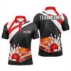 Black And Red Camo Custom Camo Bowling Polo Shirts For Men, Team Skull Bowling Polo Shirt, Personalized Bowling Team Shirt