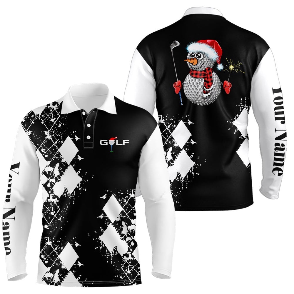 Black And White Argyle Pattern Men’s Golf Polo Shirt Custom Christmas Gifts For Golf Lovers, Golf Polo Shirt, Golf Shirts