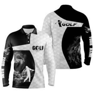 Black And White Long Sleeve Golf Polo&hellip;