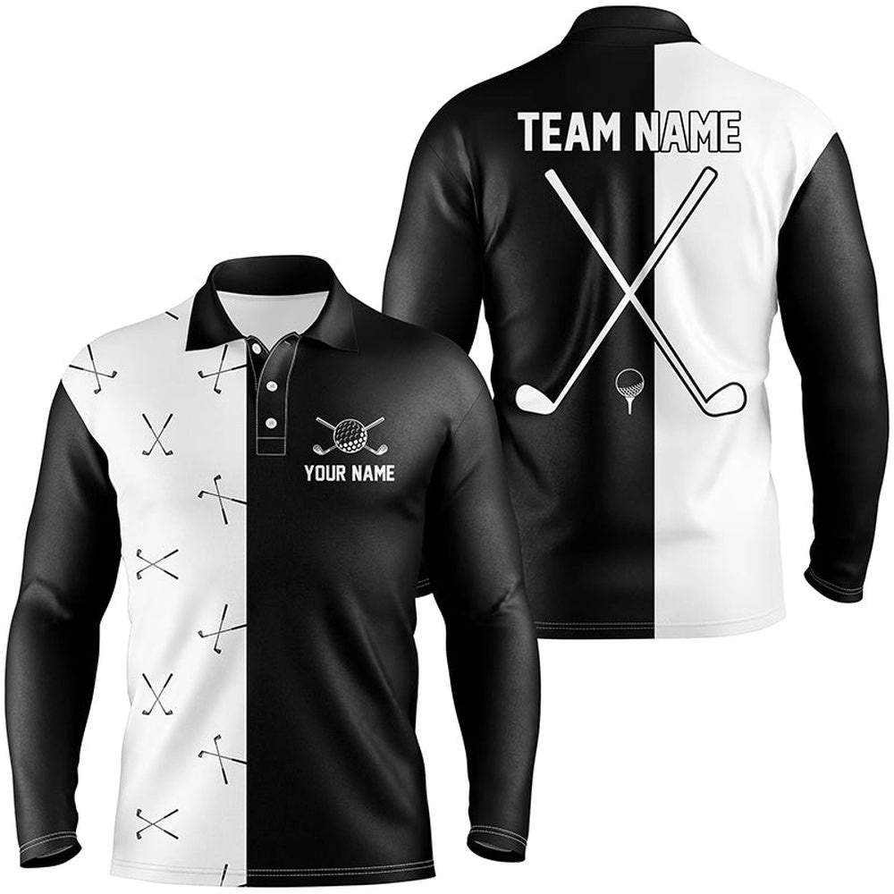 Black And White Men’s Golf Polo Shirt Custom Golf Clubs Golf Shirt For Men’s, Team Men’s Golf Clothes, Golf Polo Shirt, Golf Shirts
