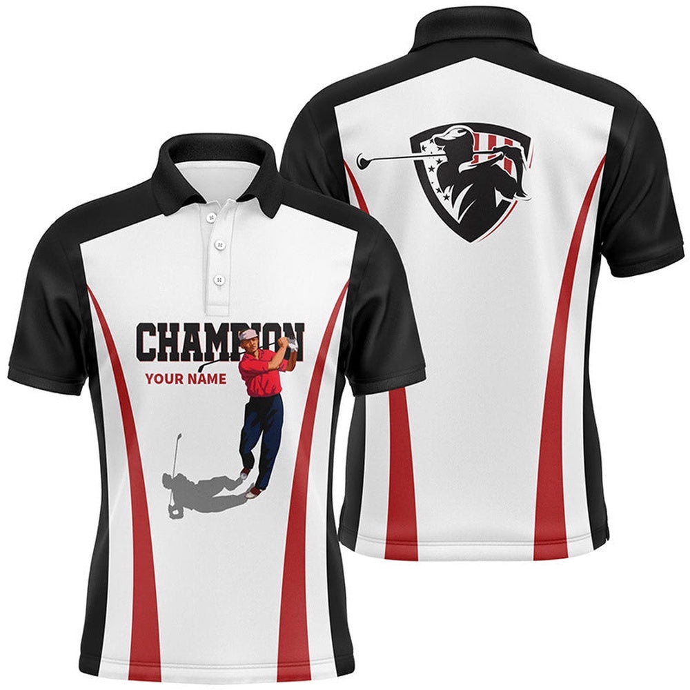 Black And White Men’s Golf Polo Shirts Custom Champion Golf Gifts For Men, Golf Tops Men’s, Golf Polo Shirt, Golf Shirts