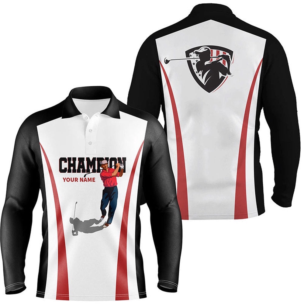 Black And White Men’s Golf Polo Shirts Custom Champion Golf Gifts For Men, Golf Tops Men’s, Golf Polo Shirt, Golf Shirts