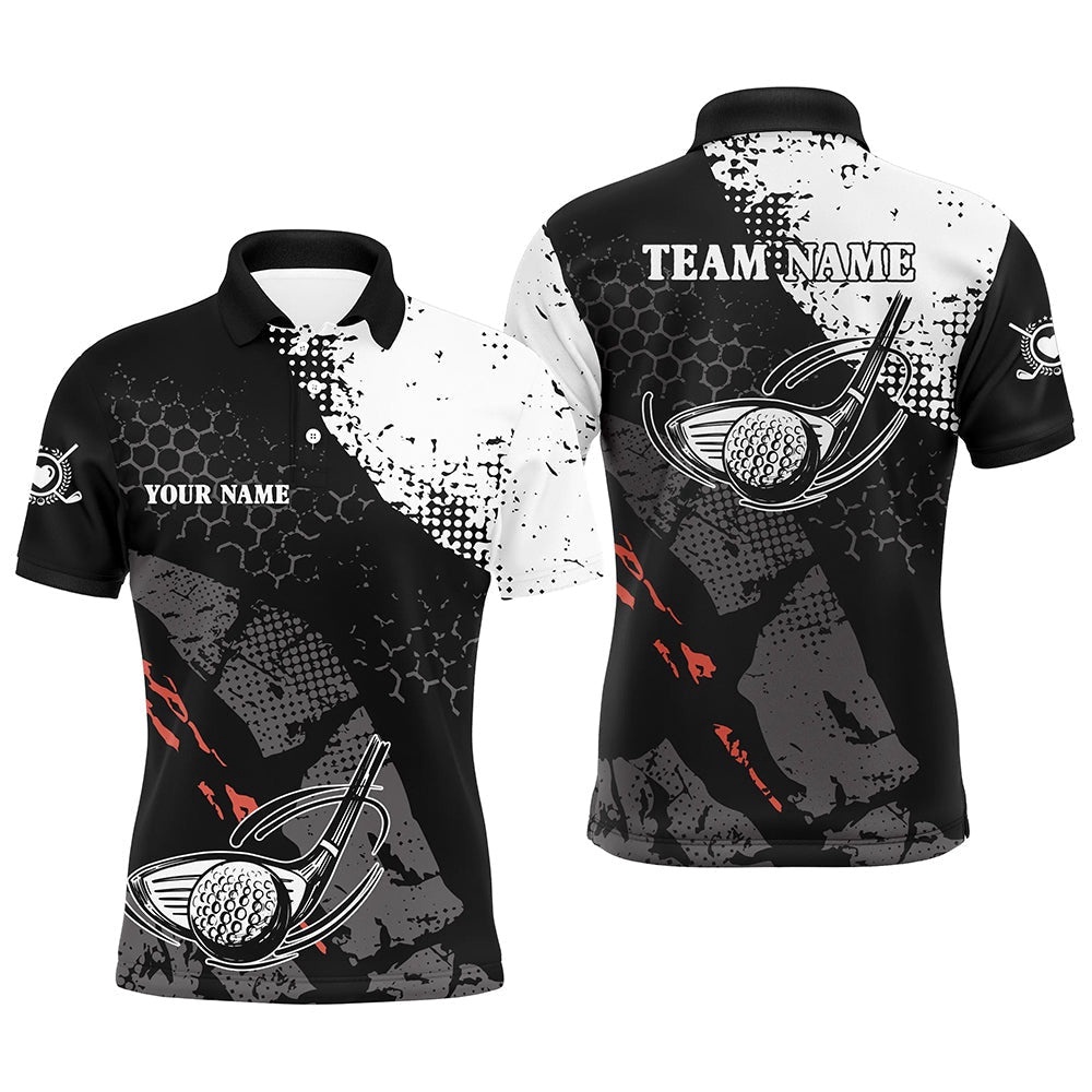 Black And White Men’s Golf Polo Shirts Custom Team Name Vintage Golf Clubs Best Men’s Golf Wears, Golf Polo Shirt, Golf Shirts