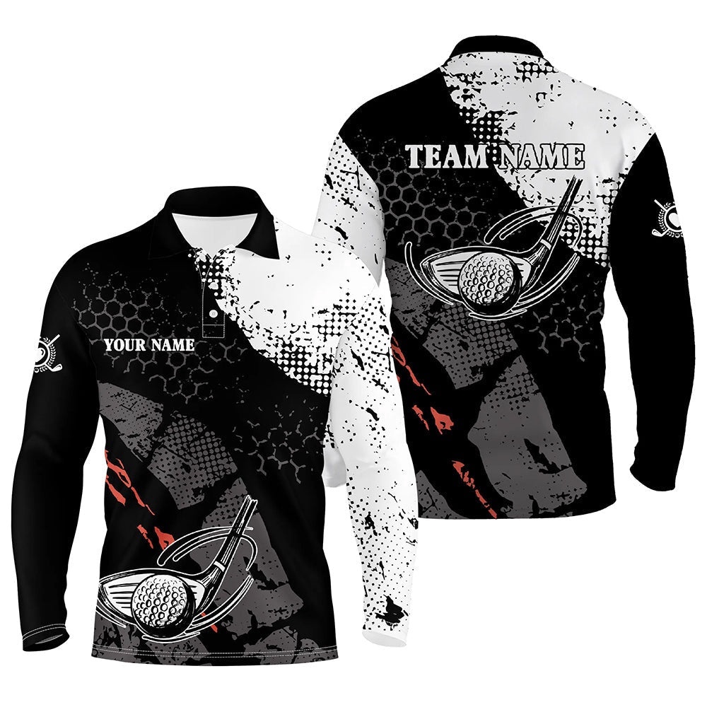 Black And White Men’s Golf Polo Shirts Custom Team Name Vintage Golf Clubs Best Men’s Golf Wears, Golf Polo Shirt, Golf Shirts