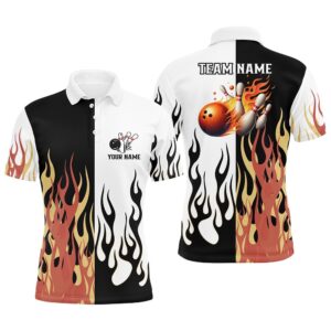 Black And White Mens Bowling Polo Shirts&hellip;