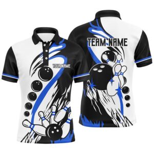 Black And White Retro Bowling League Polo&hellip;