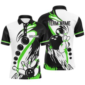 Black And White Retro Bowling League Polo&hellip;