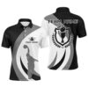 Black And White Retro Bowling League Polo Shirt Custom Men Bowling Polo Shirt, Gifts For Bowlers, Personalized Bowling Team Shirt