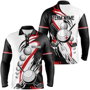 Black And White Retro Men’s Golf Polo&hellip;