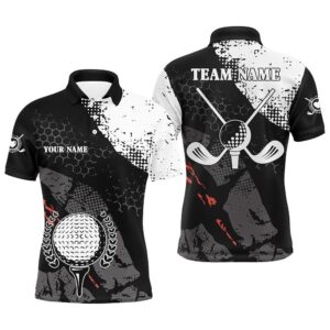 Black And White Retro Men’s Golf Polo&hellip;