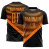 Black Bay Orange Sublimation Soccer Uniform Jersey, Custom Team Soccer Jersey Shirt