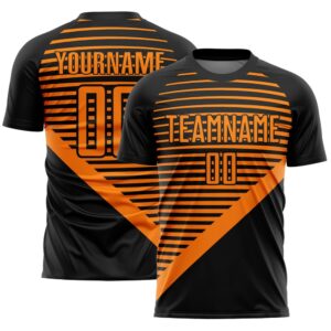 Black Bay Orange Stripes Sublimation Soccer Uniform&hellip;