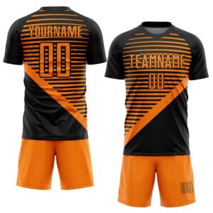 Black Bay Orange Stripes Sublimation Soccer Uniform&hellip;