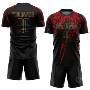 Black Black Old Gold Red Sublimation Soccer&hellip;