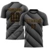 Black Black Old Gold Sublimation Snakeskin Soccer Uniform Jersey, Custom Team Soccer Jersey Shirt
