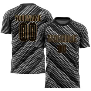 Black Black Old Gold Sublimation Soccer Uniform&hellip;