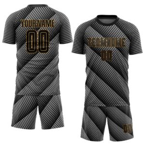 Black Black Old Gold Sublimation Soccer Uniform&hellip;