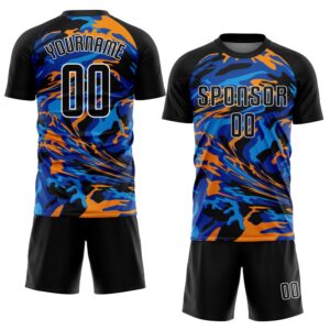 Black Black Royal Orange Sublimation Soccer Uniform&hellip;