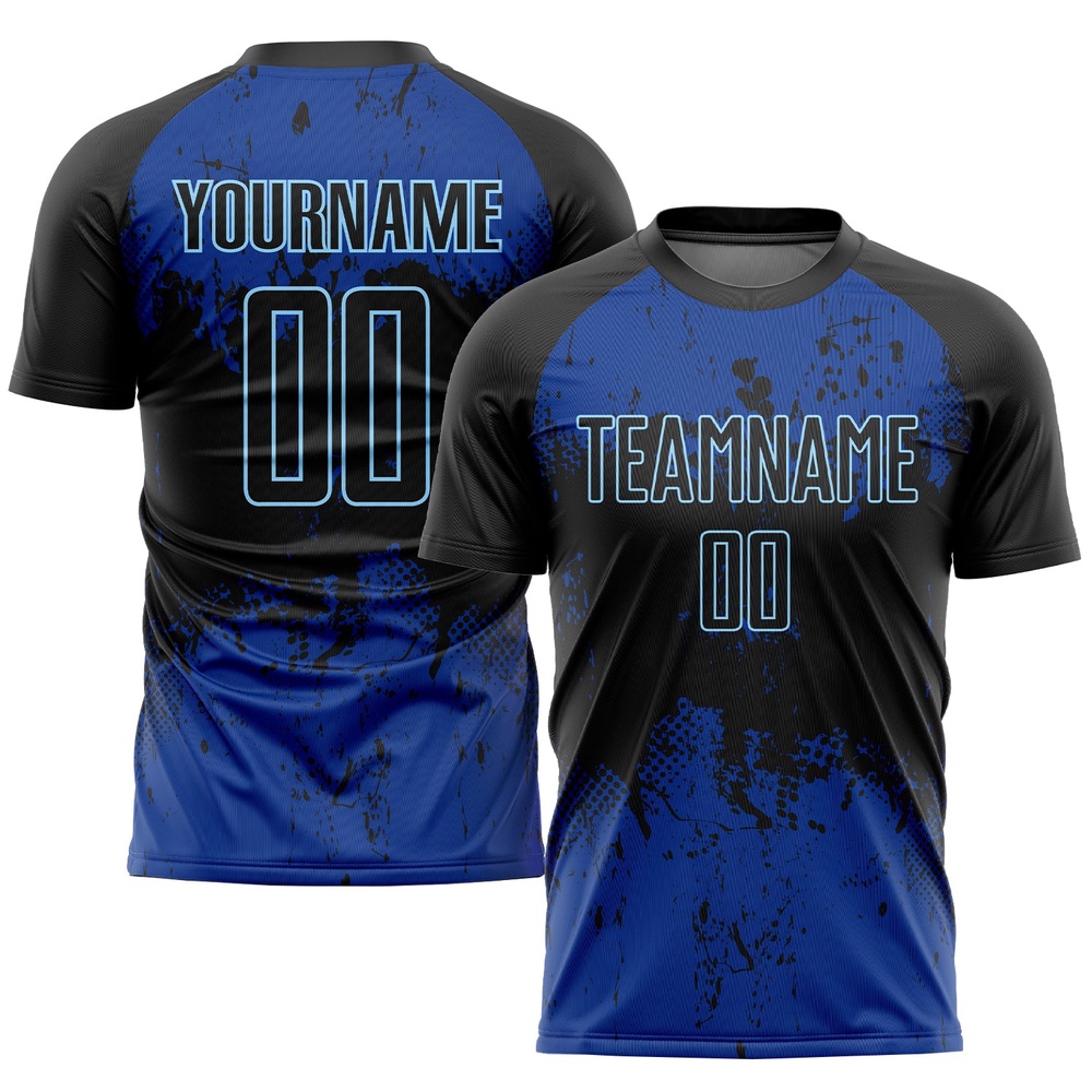 Black Black Royal Sublimation Soccer Uniform Jersey, Custom Team Soccer Jersey Shirt