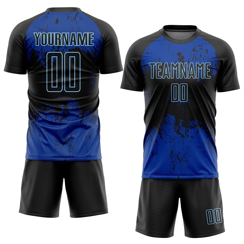 Black Black Royal Sublimation Soccer Uniform Jersey, Custom Team Soccer Jersey Shirt