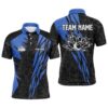 Black Blue Camo Mens Polo Bowling Shirts Custom American Flag Patriotic Bowling Team League Polo Shirt, Personalized Bowling Team Shirt