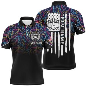 Black Bowling Camo Mens Polo Bowling Shirts&hellip;