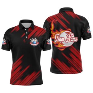 Black Bowling Polo Shirt For Men Custom&hellip;