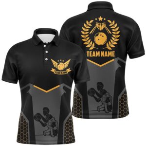 Black Bowling Polo Shirt For Men Custom&hellip;