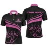 Black Camo Bowling League Polo Shirt For Men Custom Retro Flame Bowling Shirts For Team Bowlers Red, Personalized Bowling Team Shirt