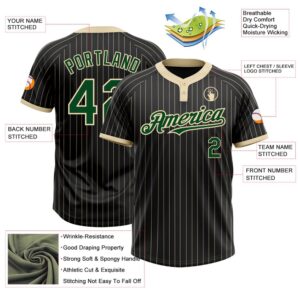 Black Cream Pinstripe Green Two Button Unisex Softball Jersey Custom Team Softball Jersey 3 jnghfg.jpg