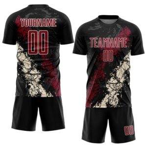 Black Crimson Cream Sublimation Soccer Uniform Jersey,&hellip;
