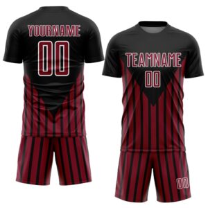 Black Crimson White Lines Sublimation Soccer Uniform&hellip;