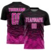 Black Deep Pink Lightning Sublimation Soccer Uniform Jersey, Custom Team Soccer Jersey Shirt