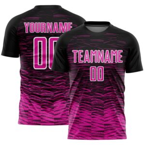 Black Deep Pink White Line Sublimation Soccer&hellip;