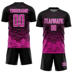 Black Deep Pink White Line Sublimation Soccer&hellip;