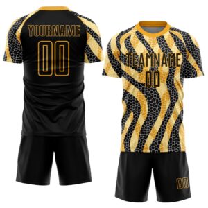 Black Gold Animal Print Sublimation Soccer Uniform&hellip;