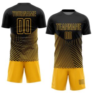 Black Gold Geometric Lines Sublimation Soccer Uniform&hellip;