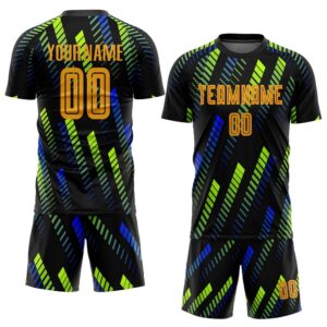 Black Gold Neon Green Sublimation Soccer Uniform&hellip;