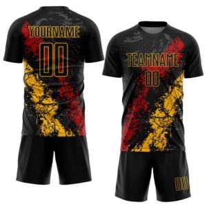 Black Gold Red Sublimation Soccer Uniform Jersey,&hellip;