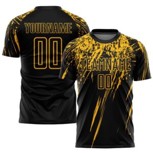 Black Gold Sublimation Soccer Uniform Jersey, Custom&hellip;