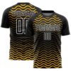 Black Gold White Halftone Dots Sublimation Soccer Uniform Jersey, Custom Team Soccer Jersey Shirt