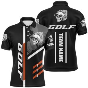 Black Golf Skull Men’s Golf Polo Shirt&hellip;