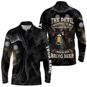 Black Golf Skull Reaper Men Golf Polo&hellip;