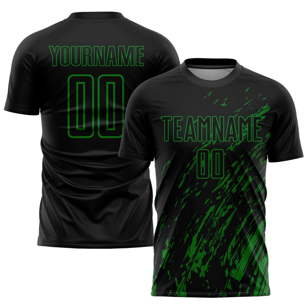 Black Grass Green Sublimation Soccer Uniform Jersey, Custom Team Soccer Jersey Shirt